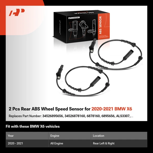 2 Pcs Rear ABS Wheel Speed Sensor for 2020-2021 BMW X6