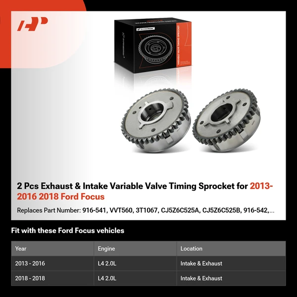 2 Pcs Exhaust & Intake Variable Valve Timing Sprocket for 2013-2016 2018 Ford Focus