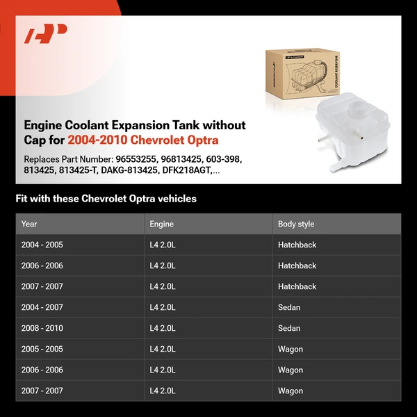 Engine Coolant Expansion Tank without Cap for 2004-2010 Chevrolet Optra