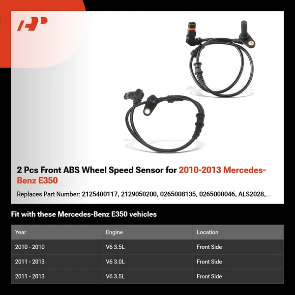 2 Pcs Front ABS Wheel Speed Sensor for 2010-2013 Mercedes-Benz E350