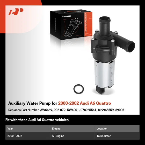 Auxiliary Water Pump for 2000-2002 Audi A6 Quattro