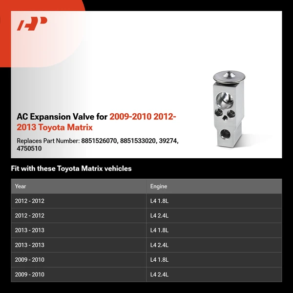 AC Expansion Valve for 2009-2010 2012-2013 Toyota Matrix