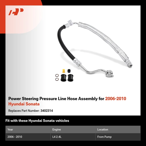 Power Steering Pressure Line Hose Assembly for 2006-2010 Hyundai Sonata