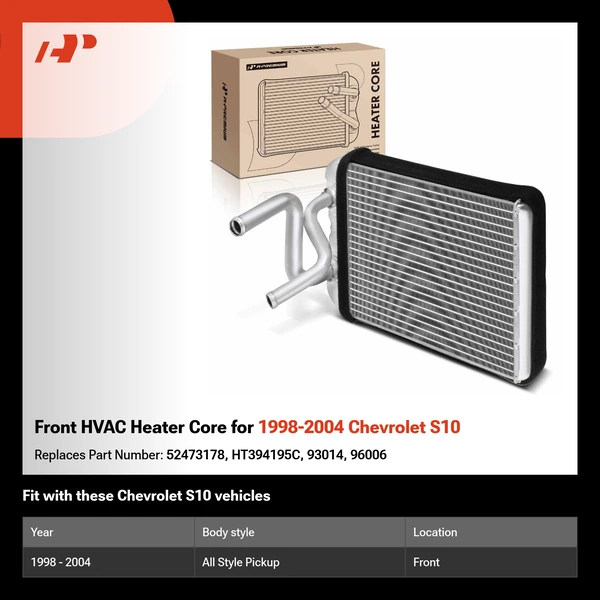 Front HVAC Heater Core for 1998-2004 Chevrolet S10