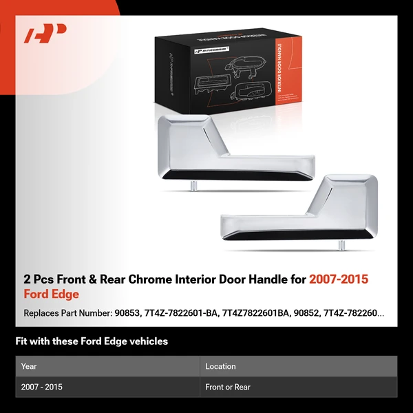 2 Pcs Front & Rear Chrome Interior Door Handle for 2007-2015 Ford Edge