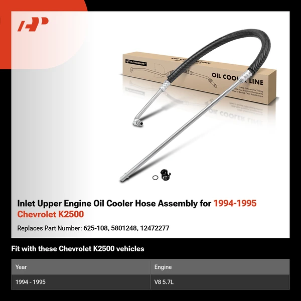 Inlet Upper Engine Oil Cooler Hose Assembly for 1994-1995 Chevrolet K2500
