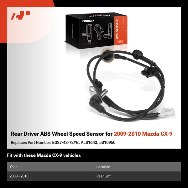 Rear Driver ABS Wheel Speed Sensor for 2009-2010 Mazda CX-9
