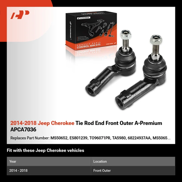 2014-2018 Jeep Cherokee Tie Rod End Front Outer A-Premium APCA7036