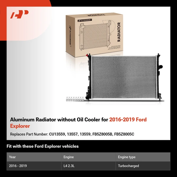 Aluminum Radiator without Oil Cooler for 2016-2019 Ford Explorer
