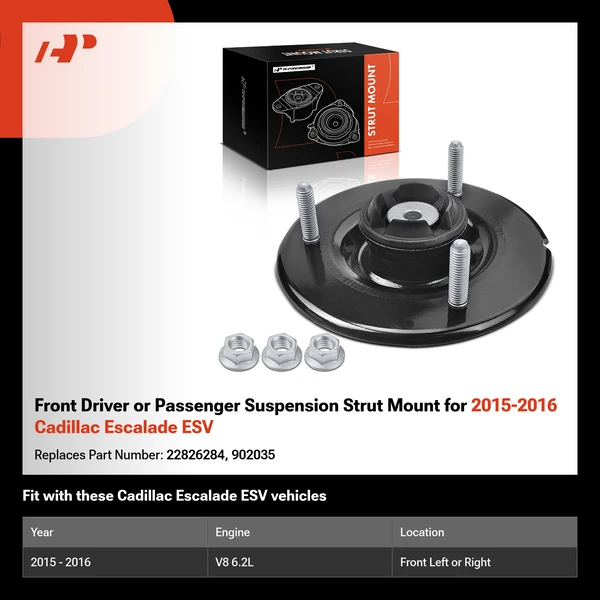 Front Driver or Passenger Suspension Strut Mount for 2015-2016 Cadillac Escalade ESV