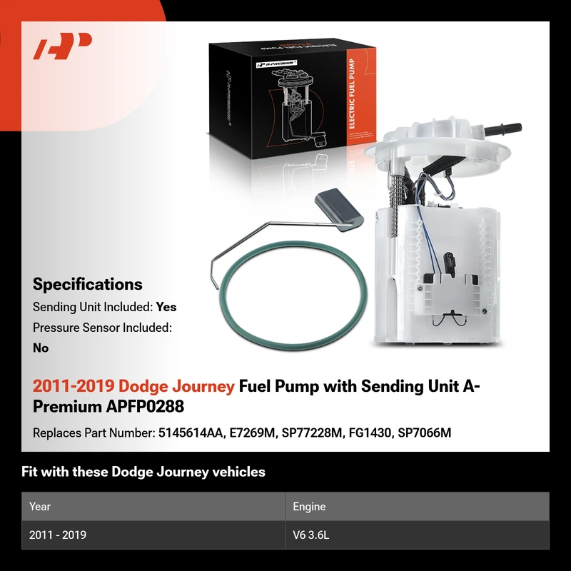 2011-2019 Dodge Journey Fuel Pump with Sending Unit A-Premium APFP0288