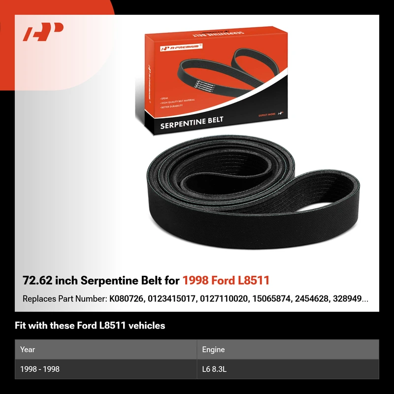 72.62 inch Serpentine Belt for 1998 Ford L8511