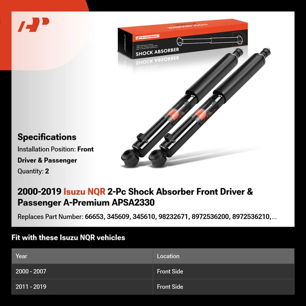 2000-2019 Isuzu NQR 2-Pc Shock Absorber Front Driver & Passenger A-Premium APSA2330