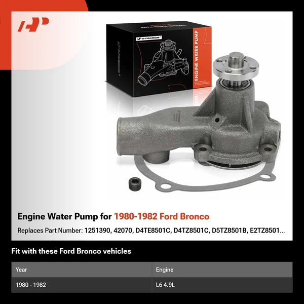 Engine Water Pump for 1980-1982 Ford Bronco