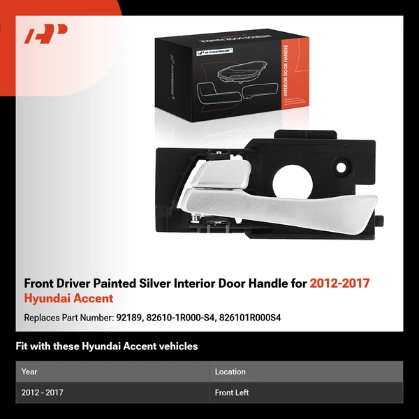 Front Driver Painted Silver Interior Door Handle for 2012-2017 Hyundai Accent