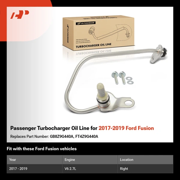 Passenger Turbocharger Oil Line for 2017-2019 Ford Fusion