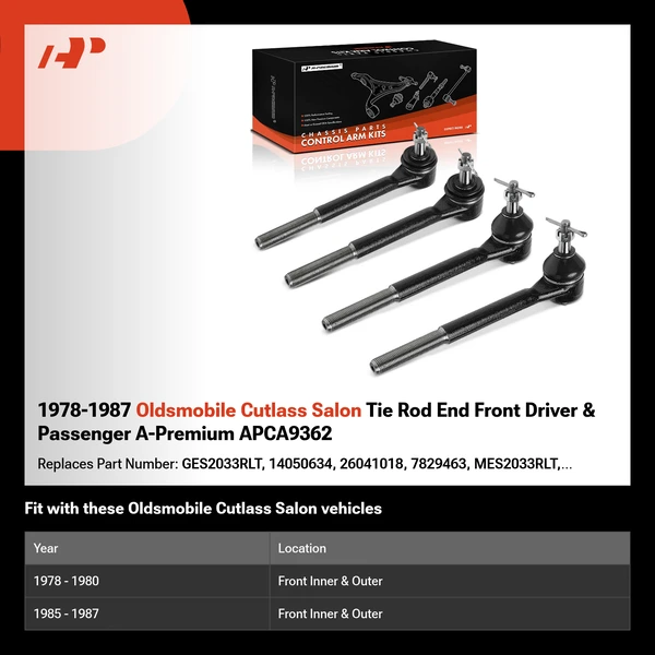 1978-1987 Oldsmobile Cutlass Salon Tie Rod End Front Driver & Passenger A-Premium APCA9362