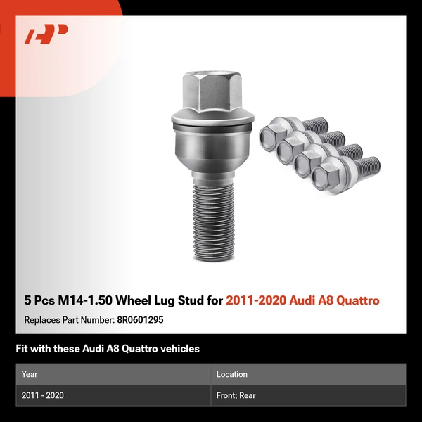 5 Pcs M14-1.50 Wheel Lug Stud for 2011-2020 Audi A8 Quattro