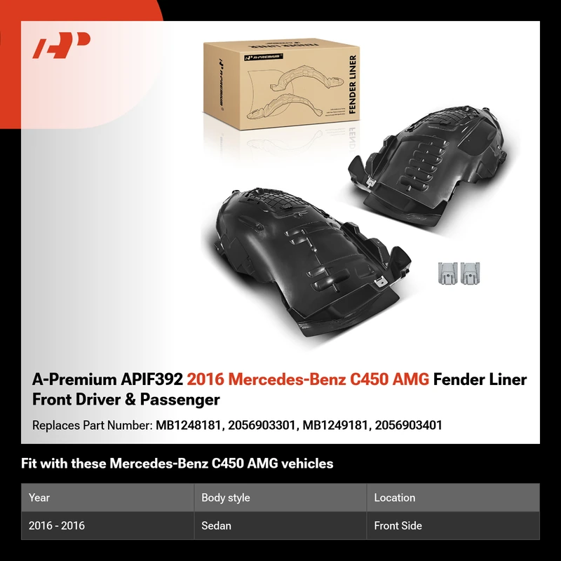 A-Premium APIF392 2016 Mercedes-Benz C450 AMG Fender Liner Front Driver & Passenger