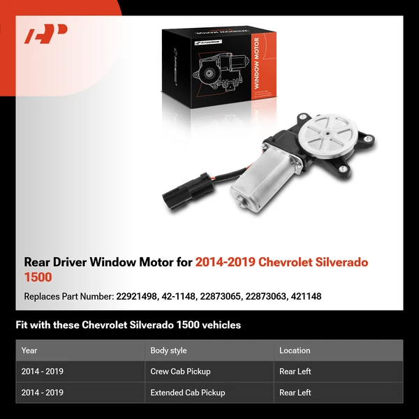 Rear Driver Window Motor for 2014-2019 Chevrolet Silverado 1500