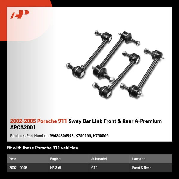 2002-2005 Porsche 911 Sway Bar Link Front & Rear A-Premium APCA2001