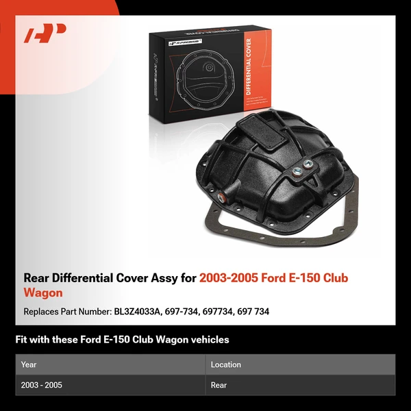 Rear Differential Cover Assy for 2003-2005 Ford E-150 Club Wagon
