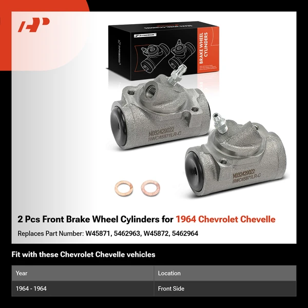 2 Pcs Front Brake Wheel Cylinders for 1964 Chevrolet Chevelle