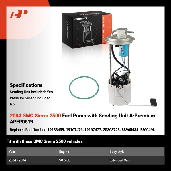 2004 GMC Sierra 2500 Fuel Pump with Sending Unit A-Premium APFP0619