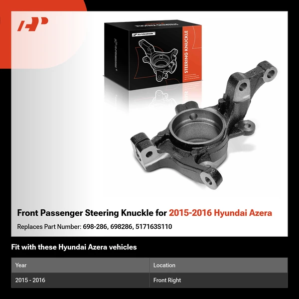 Front Passenger Steering Knuckle for 2015-2016 Hyundai Azera