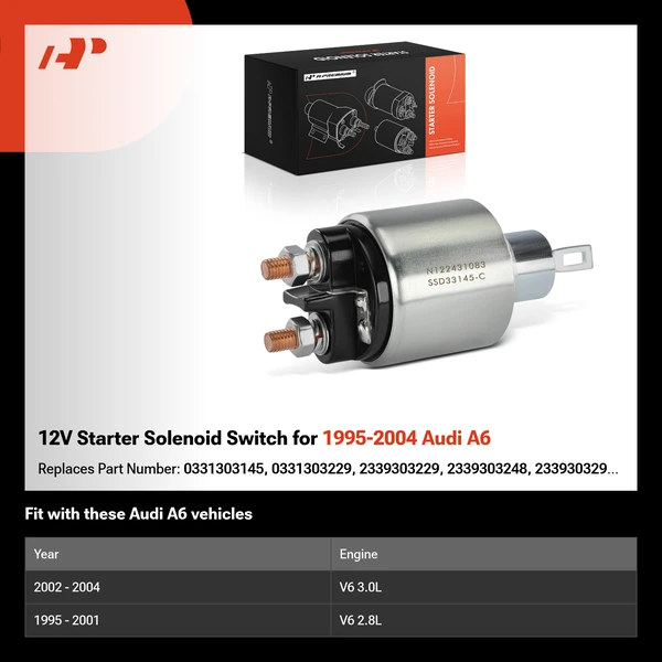 12V Starter Solenoid Switch for 1995-2004 Audi A6