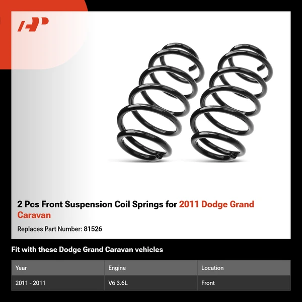 2 Pcs Front Suspension Coil Springs for 2011 Dodge Grand Caravan