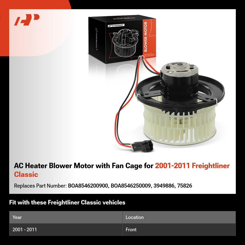 AC Heater Blower Motor with Fan Cage for 2001-2011 Freightliner Classic