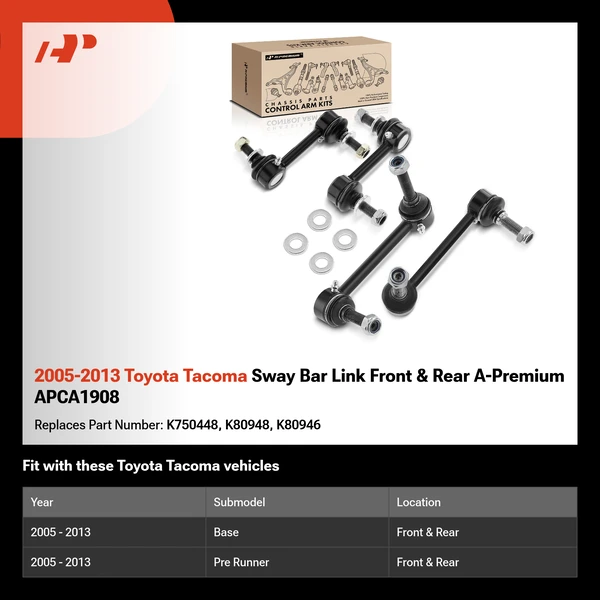 2005-2013 Toyota Tacoma Sway Bar Link Front & Rear A-Premium APCA1908