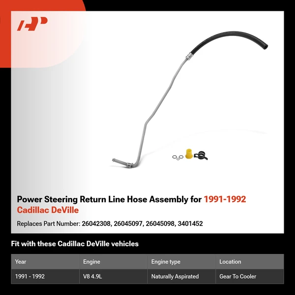 Power Steering Return Line Hose Assembly for 1991-1992 Cadillac DeVille