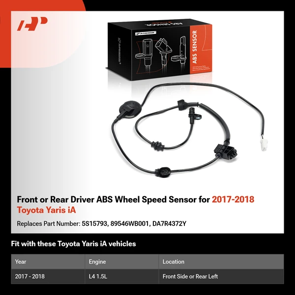 Front or Rear Driver ABS Wheel Speed Sensor for 2017-2018 Toyota Yaris iA