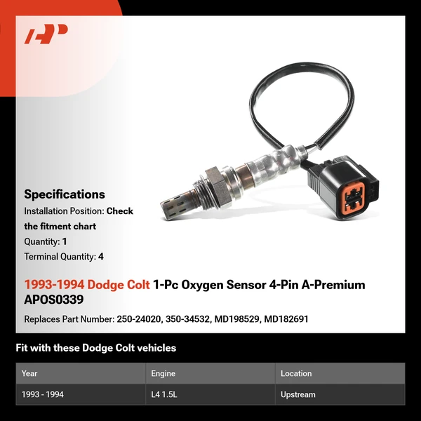 1993-1994 Dodge Colt 1-Pc Oxygen Sensor 4-Pin A-Premium APOS0339