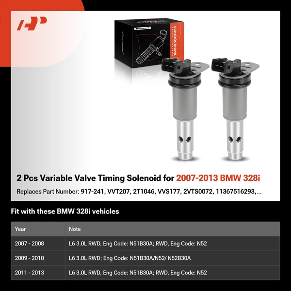2 Pcs Variable Valve Timing Solenoid for 2007-2013 BMW 328i