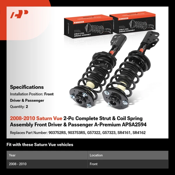 2008-2010 Saturn Vue 2-Pc Complete Strut & Coil Spring Assembly Front Driver & Passenger A-Premium APSA2594
