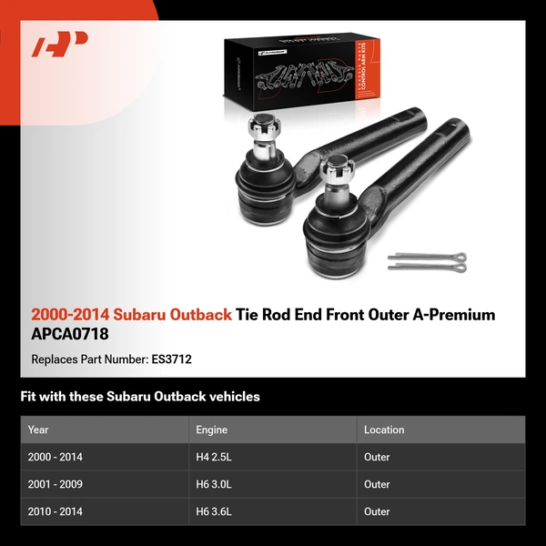 2000-2014 Subaru Outback Tie Rod End Front Outer A-Premium APCA0718