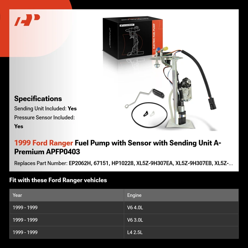 1999 Ford Ranger Fuel Pump with Sensor with Sending Unit A-Premium APFP0403