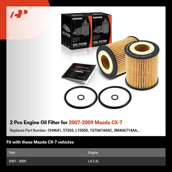 2 Pcs Engine Oil Filter for 2007-2009 Mazda CX-7