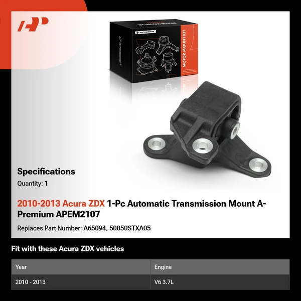 2010-2013 Acura ZDX 1-Pc Automatic Transmission Mount A-Premium APEM2107