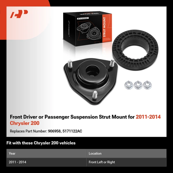 Front Driver or Passenger Suspension Strut Mount for 2011-2014 Chrysler 200