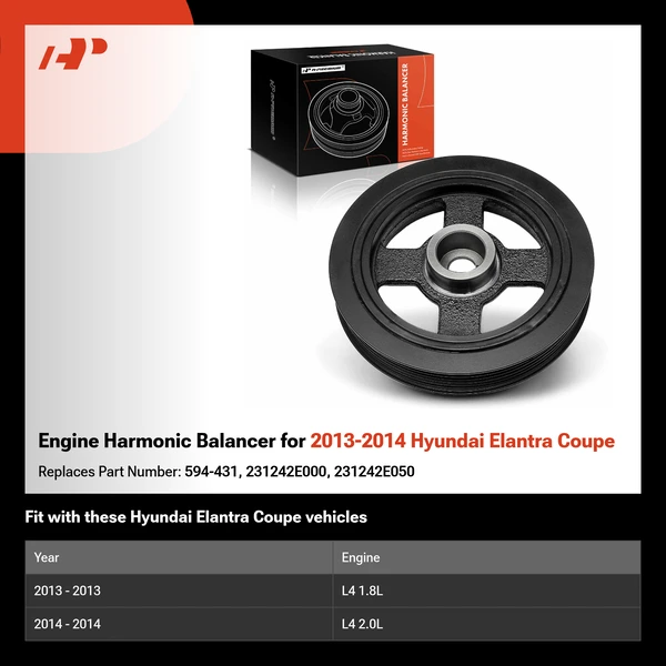 Engine Harmonic Balancer for 2013-2014 Hyundai Elantra Coupe