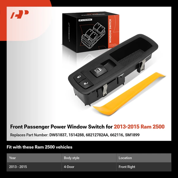 Front Passenger Power Window Switch for 2013-2015 Ram 2500