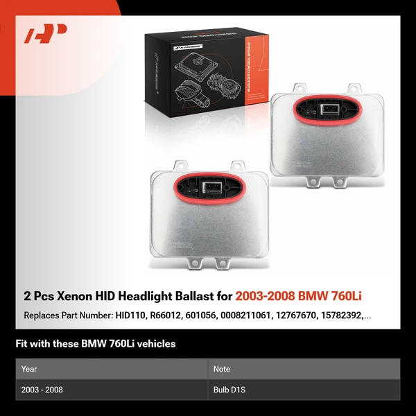 2 Pcs Xenon HID Headlight Ballast for 2003-2008 BMW 760Li