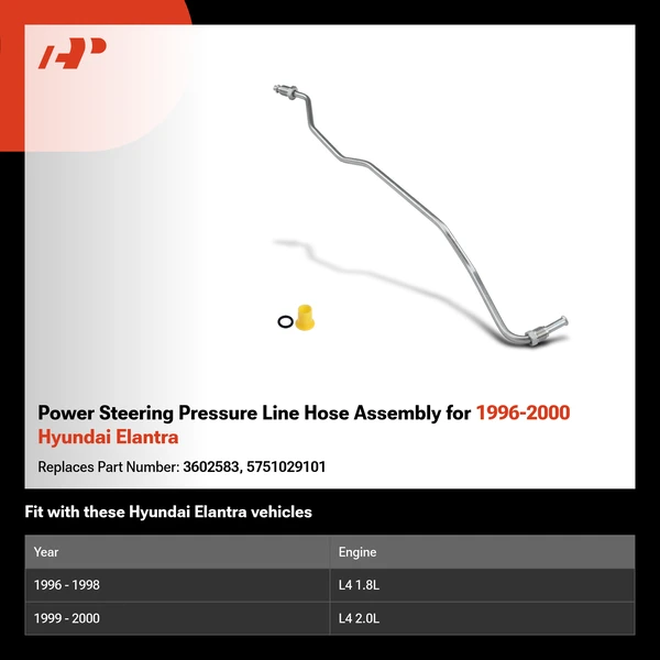Power Steering Pressure Line Hose Assembly for 1996-2000 Hyundai Elantra