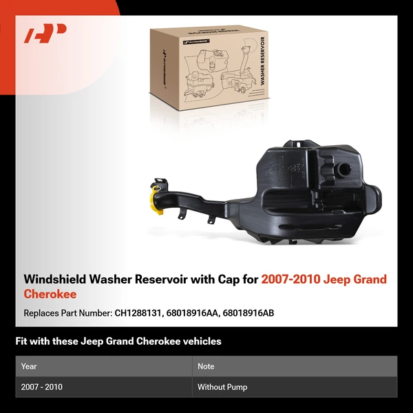 Windshield Washer Reservoir with Cap for 2007-2010 Jeep Grand Cherokee