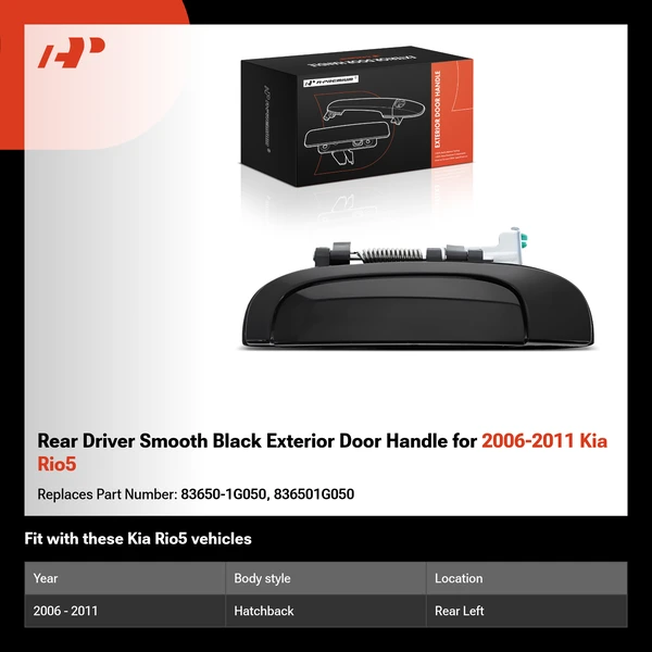 Rear Driver Smooth Black Exterior Door Handle for 2006-2011 Kia Rio5