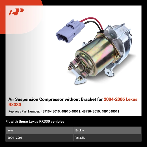 Air Suspension Compressor without Bracket for 2004-2006 Lexus RX330